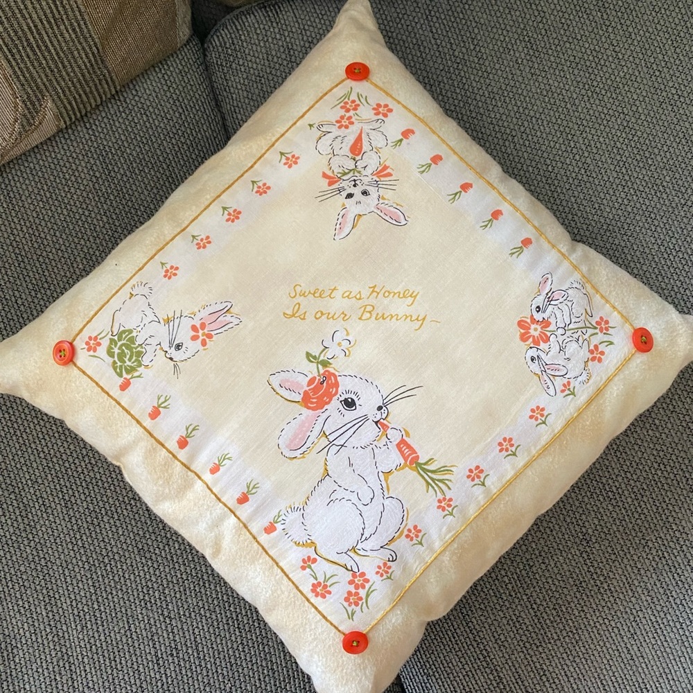 Decorative Easter Bunny Pillow 13” X 13”